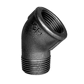Georg Fischer kort vinkel 45° sort 1.1/2’’ muffe-nippel