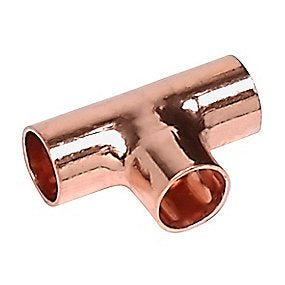 lodde tee 22 - 15 - 22 mm. Med loddemuffer