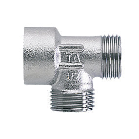 TA komp T-stykke 1/2'' M-N-N. Uden omløber. Forkromet FPL