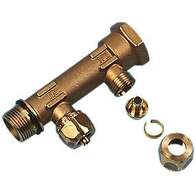 Uponor fordelerrør med fast muffe 2 afgreninger 15 mm - 3/4''