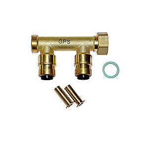 Push fordelerrør 3/4'' med 2x1/2''. 15 mm. Til PERT-Pex rør