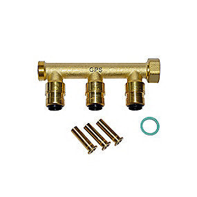 Push fordelerrør 3/4'' med 3x1/2''. 15 mm. Til PERT-Pex rør.