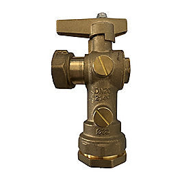 ISIFLO vinkelventil 32mm til målerbrønd med indb. kontrollérbar kontraventil. Messing