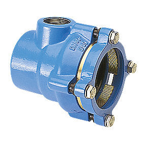 Hawle SYSTEM 2000 slutmuffe med gevind i side 75 mm x 1.1/4''. PN16. Trækfast. A4 bolte. Duktiljern