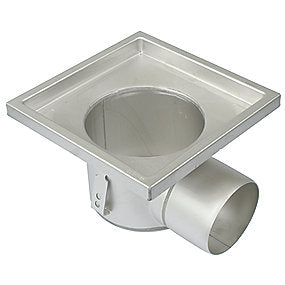 Blücher lav industriafløb vandret Ø110/250mm udløb. Til beton & fliser. Rustfrit stål