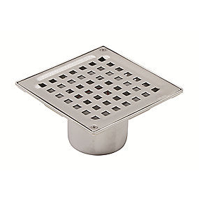 Blücher Square gulvafløb med lodret 75 mm udløb. Beton og fliser. Rustfrit stål