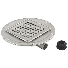 Blücher Circle afløbsskål 32 mm vandret afløb. Til beton & fliser. Rustfrit stål