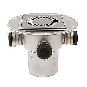 afløbsskål med lodret Ø110mm og 3 sideudløb samt smøremembran. Til beton & fliser