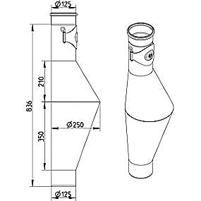 Blûcher rottestop 125mm med renseadgang AISI304