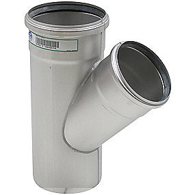 Blücher EuroPipe grenrør 45°. 110/110 mm, syrefast stål