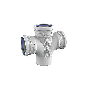 Wavin AS+ PP-M dobbeltgrenrør 110 mm. 87°. med sving, Hvid. Støjdæmpende