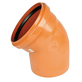 PVC bøjning 160mm, 45°. Med kort indstiksmuffe SN4, EN1401