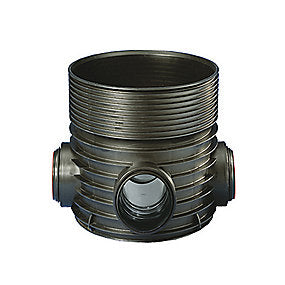 Wavin Tegra PP rense- & inspektionsbrønd 600/200mm T2 90°, lige gennemløb og H+V tilløb 90° for glat rør.