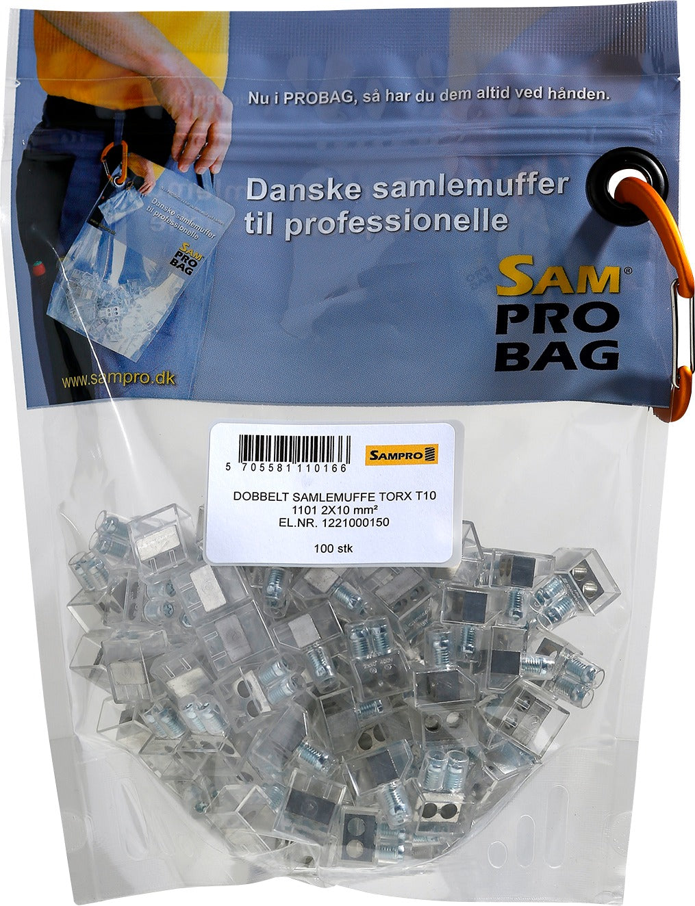 100 stk dobb.samlemuffeK/Torx i ProBag