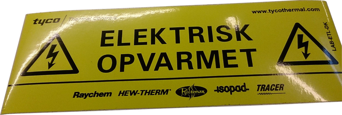 ADVARSELS-MÆRKE VARMEKABEL ETL