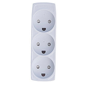 E-line 3-Stikdåse Uden Jord, Hvid