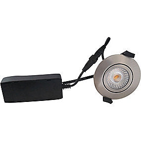 Low Profile Eco indbygningsspot, 6W LED spot, 927 lys, 420lm spot, børstet stål indbygningsspot, lav indbygningshøjde spot, drejelig spot, isoleringsvenlig spot, VVS, VVS Hjørnet.