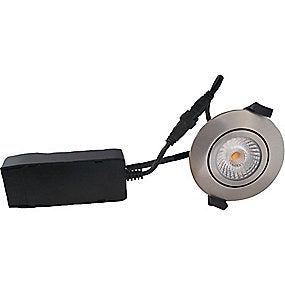Low Profile Eco indbygningsspot, 6W LED spot, 930 lys, 440lm spot, børstet stål indbygningsspot, lav indbygningshøjde spot, drejelig spot, isoleringsvenlig spot, VVS, VVS Hjørnet.