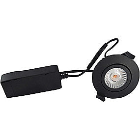 Low Profile Eco indbygningsspot, 6W LED spot, 927 lys, 420lm spot, sort indbygningsspot, lav indbygningshøjde spot, drejelig spot, isoleringsvenlig spot, VVS, VVS Hjørnet.