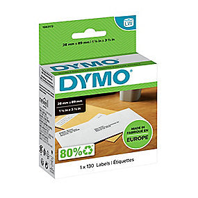 DYMO LabelWriter 28mm x 89mm Standard Address Label Hvid 1 rulle x 130 Labels