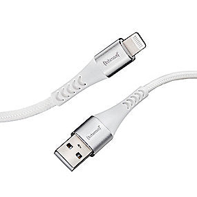 Intenso lade- & datakabel 1,5m USB-A til lightning, 27W, MFI, hvid