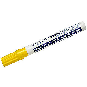 Lyra Industri marker 3mm gul med hurtigttørrende maling og indvendig kugle