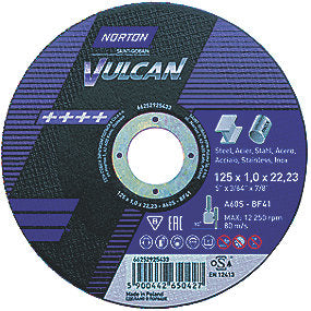 Norton Vulcan skæreskive 125x1x22,2 mm til stål og rustfri stål - pakke a 100 stk.