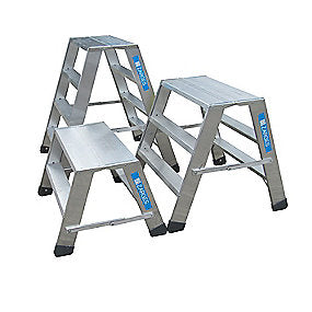 Zarges Z600 arbejdsbuk, aluminium arbejdsbuk, 2x3 trin buk, 0,7 m arbejdsbuk, 600x300 mm platform.