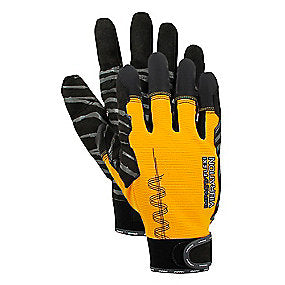 Eureka antivibrations handske Impact Vibration Flexi, gul/sort, aftagelige fingerspidser. Str. 9