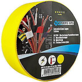 Stokvis PVC isoleringstape 25mmx20m, med kraftig klæber til høj & lav temperatur. Gul