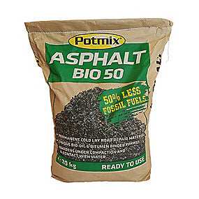 Potmix reparationsasfalt 20kg Asphalt Bio 50 er en klimavenligere asfalt af høj kvalitet