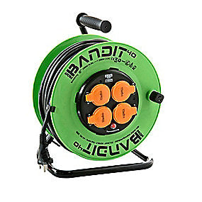 Bandit kabeltromle 40m H07RN-F 3G1.5, med stålstativ, fast kerne med jord, 4 udtag med klap