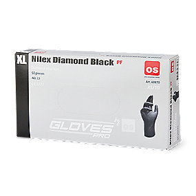 Nilex engangshandske str. 11 Nitril, Diamond, pudderfri sort 0,25mm. pakke a 50 stk