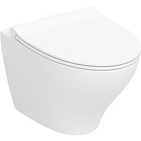 Ifø Spira Modern sæt hængetoiletskål med sæde 355x520x345mm Rimfree hvid