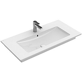 V&B Venticello håndvask, håndvask, badeværelsesvask, møbelvask, 800x505 mm vask, Villeroy & Boch vask, hvid alpin vask, med hanehul, CeramicPlus vask, VVS.