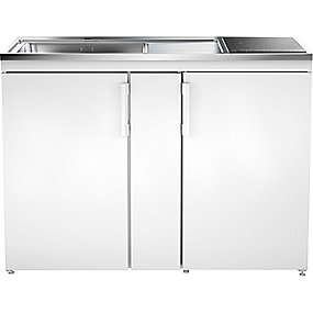 Intra Juvel Minikøkken Culina hvid Mål 1200x610x900. Vask til venstre