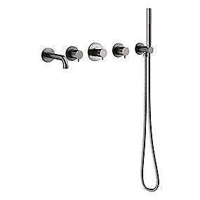 Damixa Silhouet BS 1 Indbygning til kar. Udv.dele med 1 termo. 2 omskift. hovedbruser. & tud. Børstet grå PVD