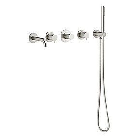 Damixa Silhouet BS 1 Indbygning til kar. Udv.dele med 1 termo. 2 omskift. hovedbruser. & tud. Stål PVD