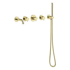 Damixa Silhouet BS 1 Indbygning til kar. Udv.dele med 1 termo. 2 omskift. hovedbruser. & tud. Poleret messing. PVD