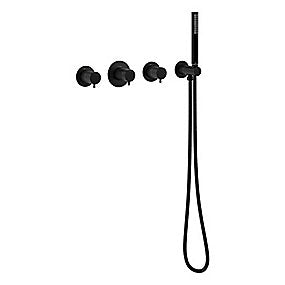 Damixa Silhouet BS 1 Indbygning til kar. Udv. dele med 1 termo, 2 omskift. & hovedbruser. Mat sort