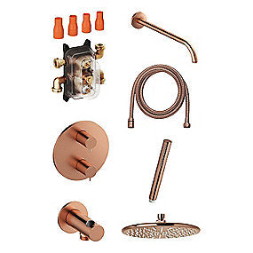 Damixa Silhouet HS1 indbygning bad - komplet pakke. Børstet kobber