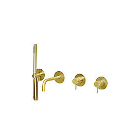 QTOO d line Circle Karløsning PVD Sampak med omskifter for indbygning 190mm tud. Poleret messing