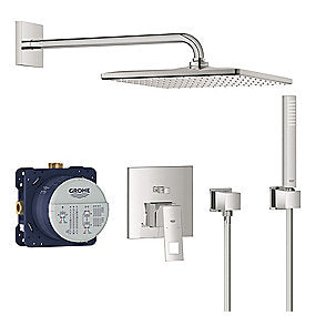 GROHE EuroCube brusearmatur 158x158/ø310mm med hoved & håndbruser. Forkromet