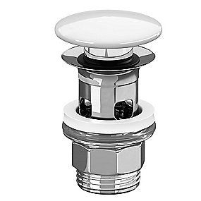 V&B Bundventil 1 1/4'' push-down, porcelæn prop, hvid/krom