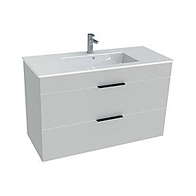 Jika Cube Møbelpakke 1000x430mm med 2 Skuffer og Sorte Greb - Hvid Semiglans.