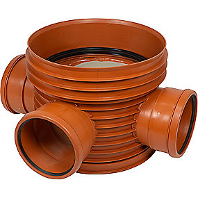 Pipelife PP rense-inspektionsbrønd 600-315mm T3 lige gennemløb og V tilløb 90 gr.