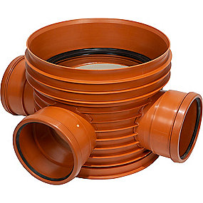 Pipelife PP rense-inspektionsbrønd 600-315mm T4 lige gennemløb og H tilløb 90 gr.