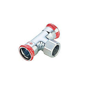 FZ press t-stykke med muffe 54-1''-54mm. Til varmesystemer. M-bakke