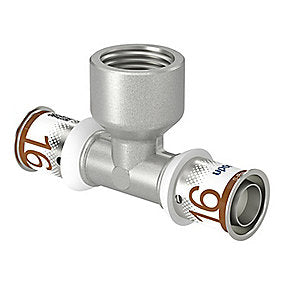 Uponor S-Press PLUS t-stykke med muffe på afgrening 16 x 1/2 x 16 mm