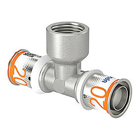 Uponor S-Press PLUS t-stykke med muffe på afgrening 20 x 1/2 x 20 mm